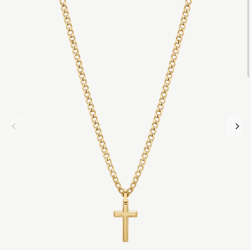 Ink stainless steel gold plated necklace with cross
