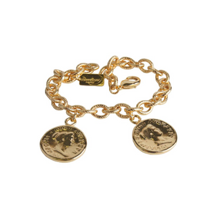 Two Coin Hand Made Bracelet in Gold